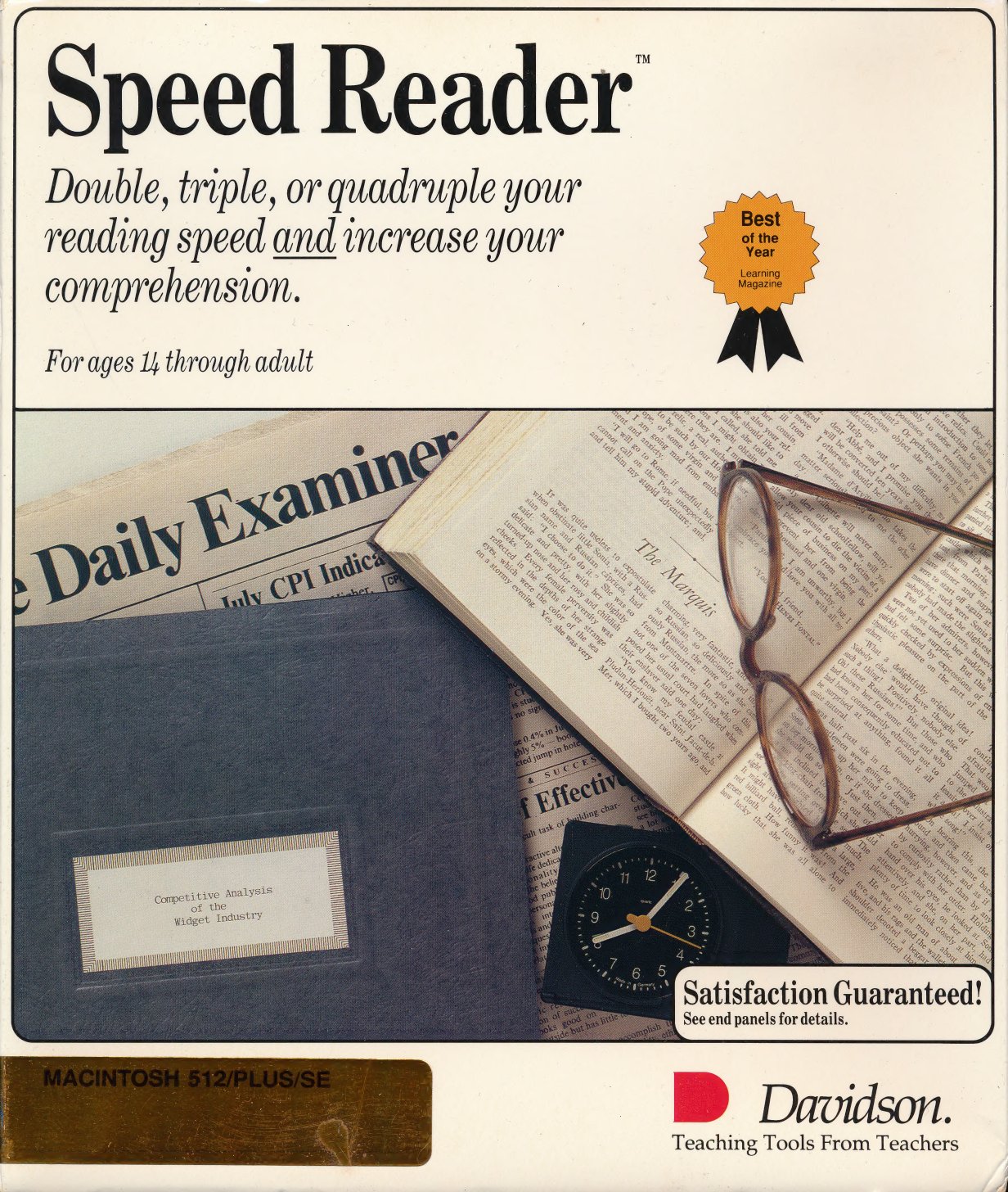 Davidson and Associates Speed Reader for Macintosh manual