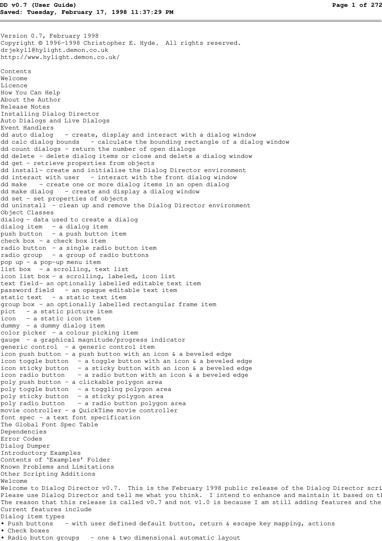 DD v0.7 User Guide