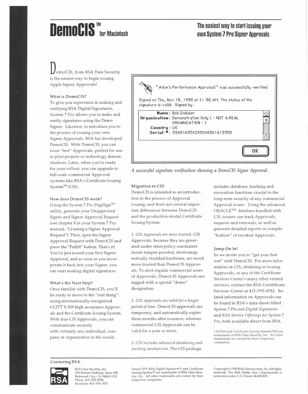 DemoCIS for Macintosh