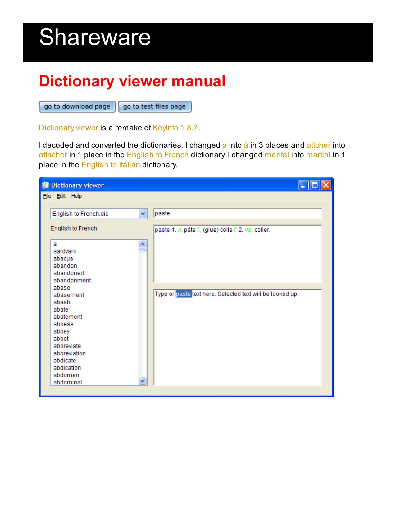 Dictionary viewer manual