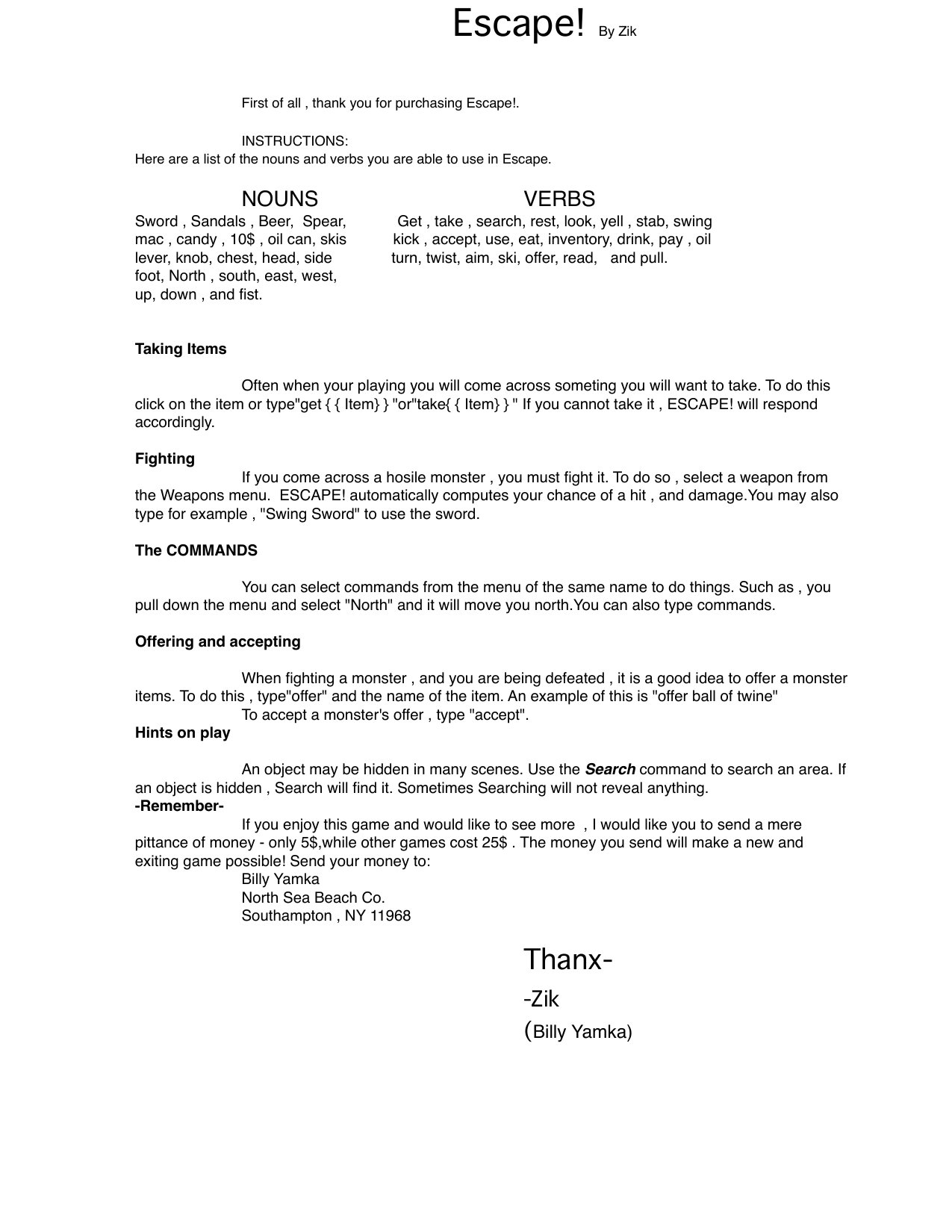 Escape Instructions RTF