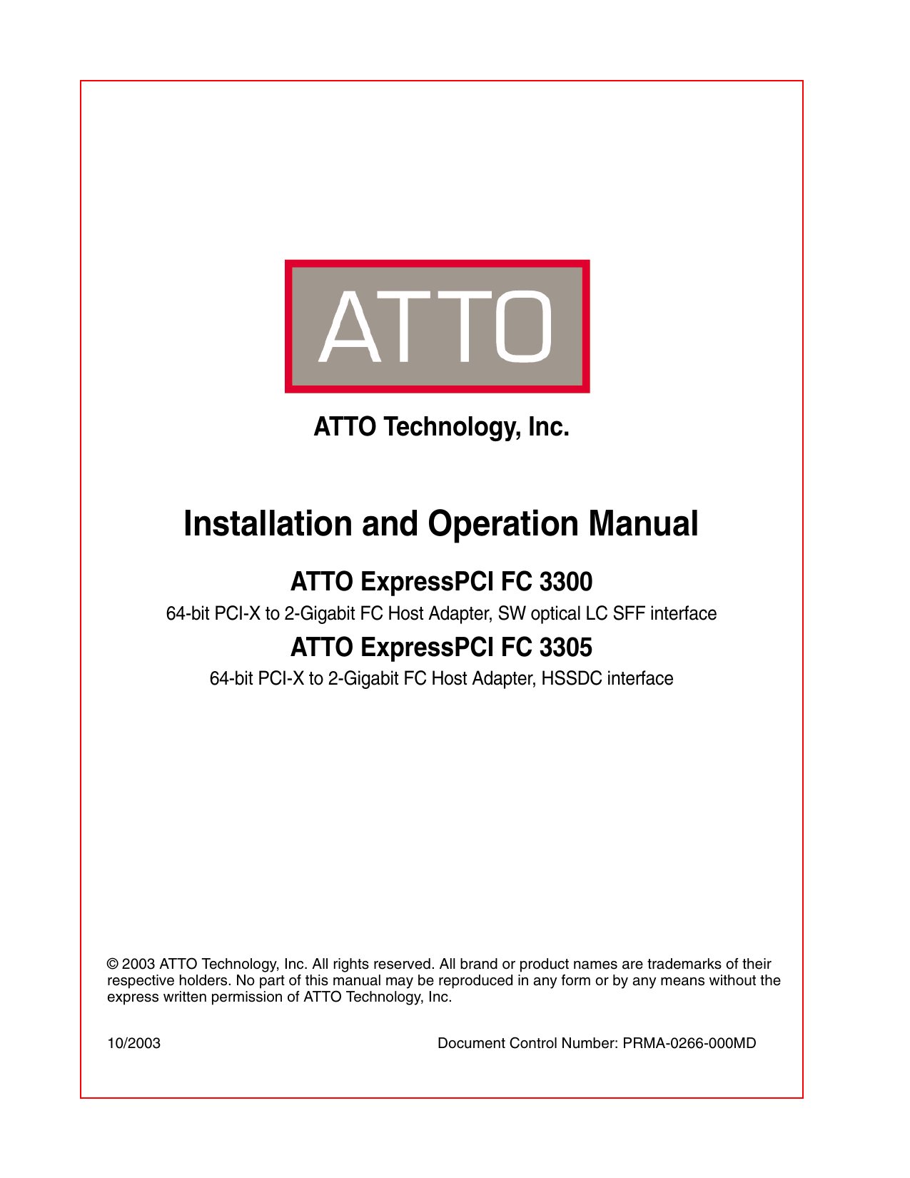 ExpressPCI FC3300 Product Manual