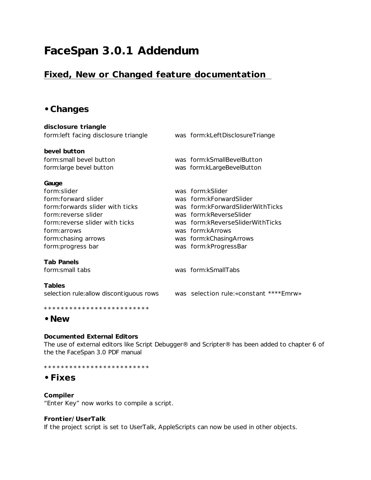 FaceSpan 3.0.1 Addendum