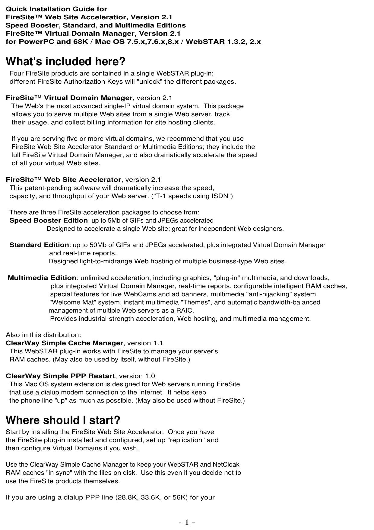 FireSite 2.1 Quick Start