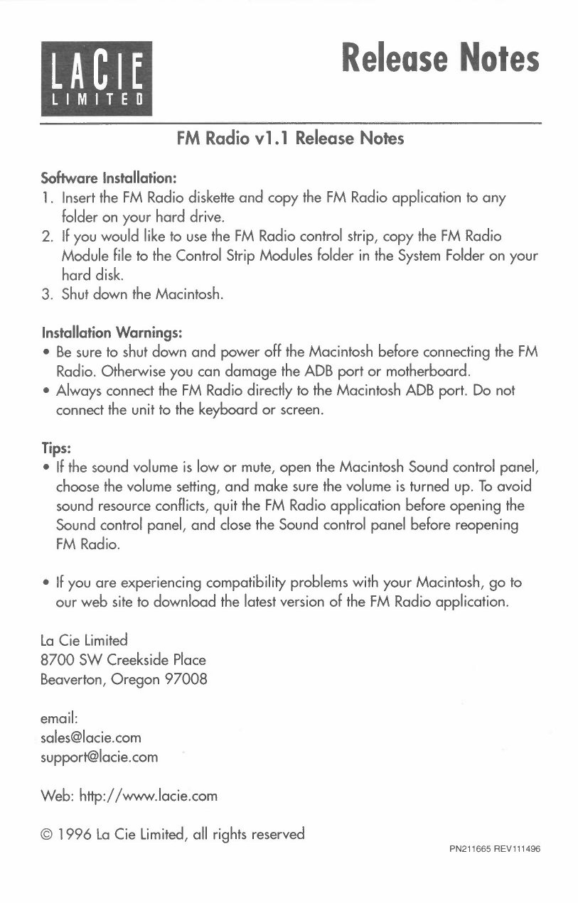 FM Radio v1.1 Release Notes