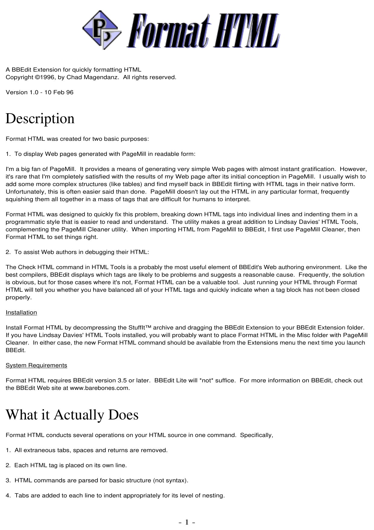 Format HTML Read Me