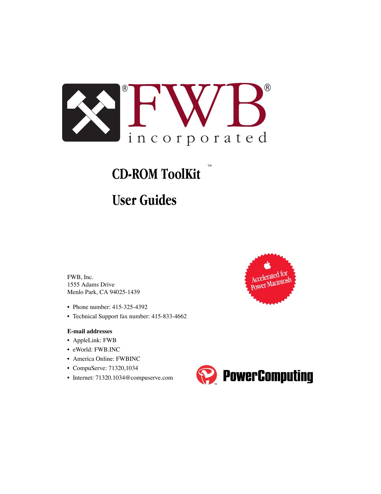 FWB CD ROM ToolKit v1.1 User Guides