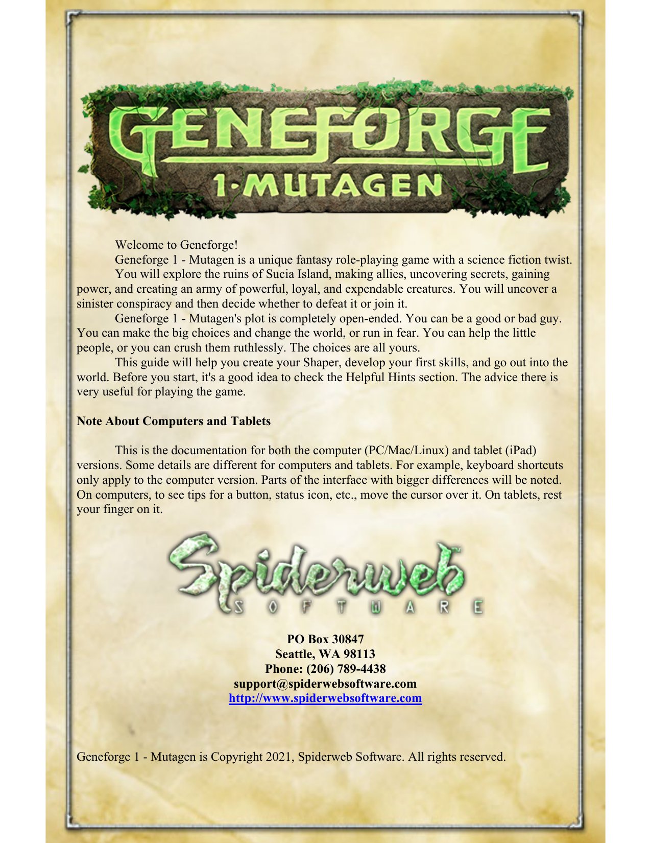 Geneforge1Instructions