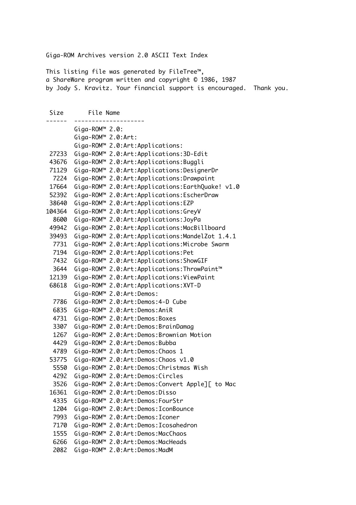 Giga ROM 2.0 Index