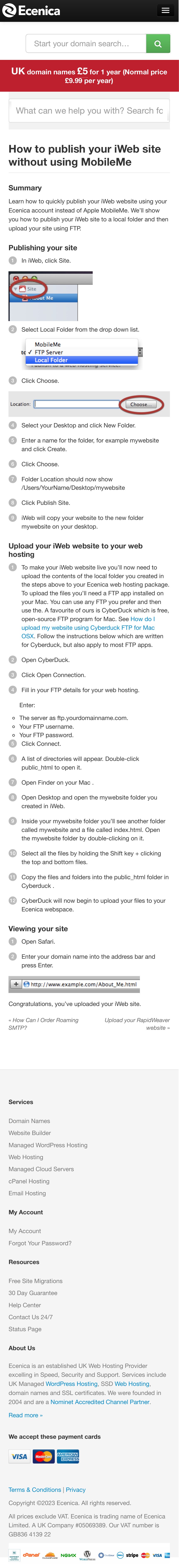 How to publish your iWeb site without using MobileMe Ecenica