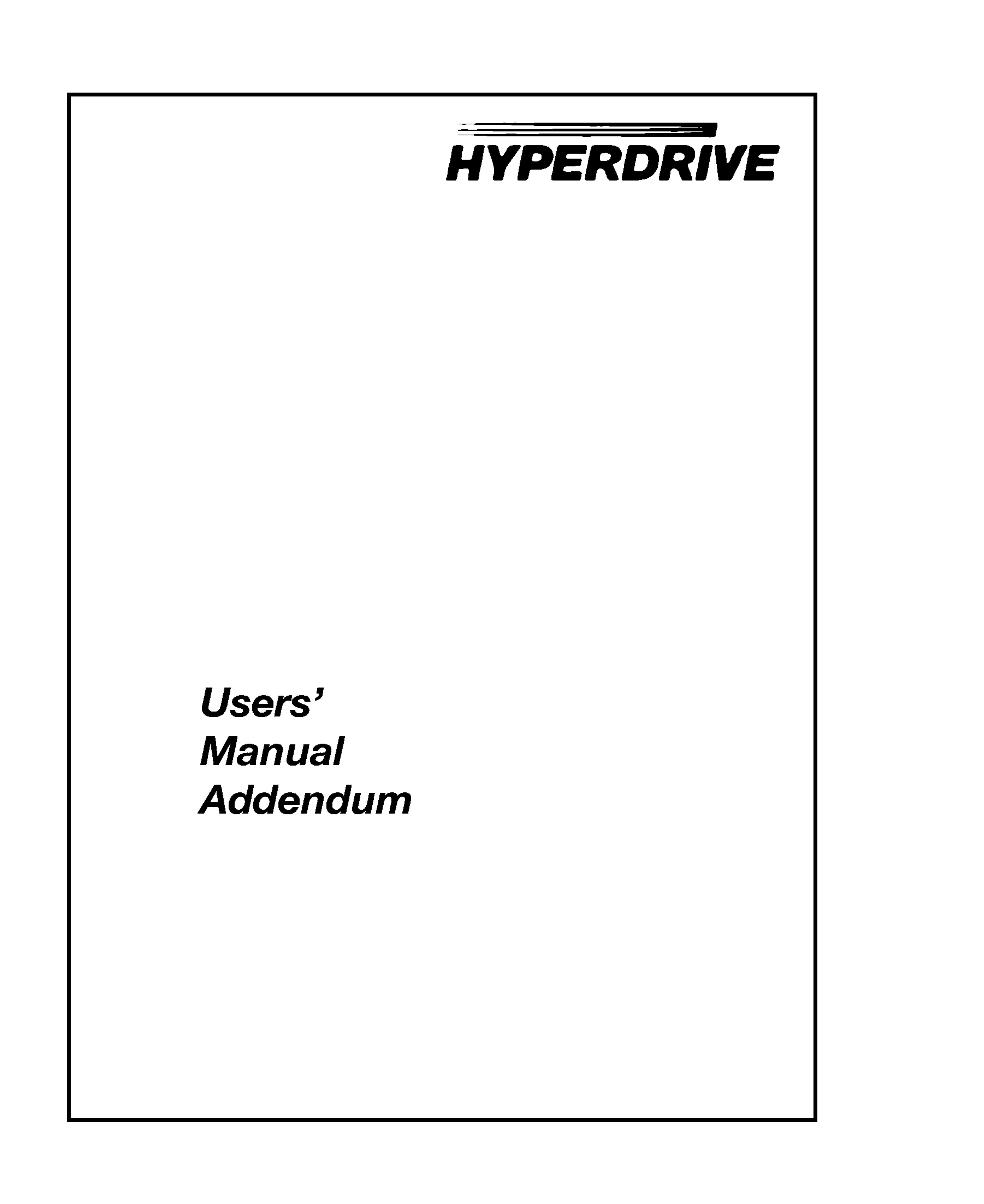 HyperDrive Man Addendum