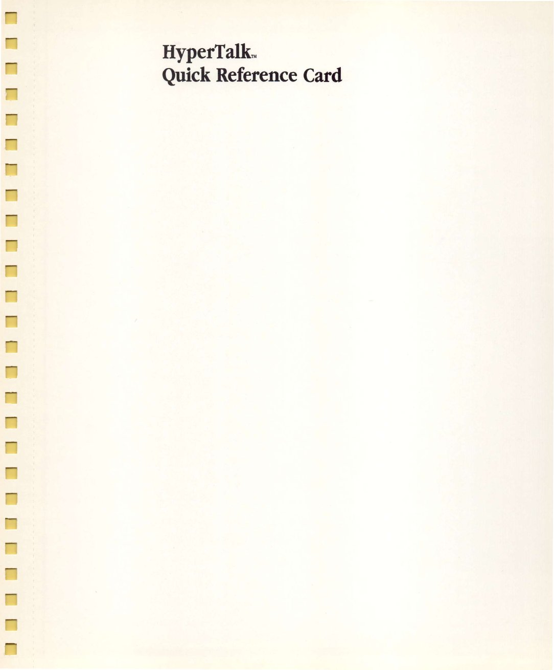 HyperTalk Quick Reference Card