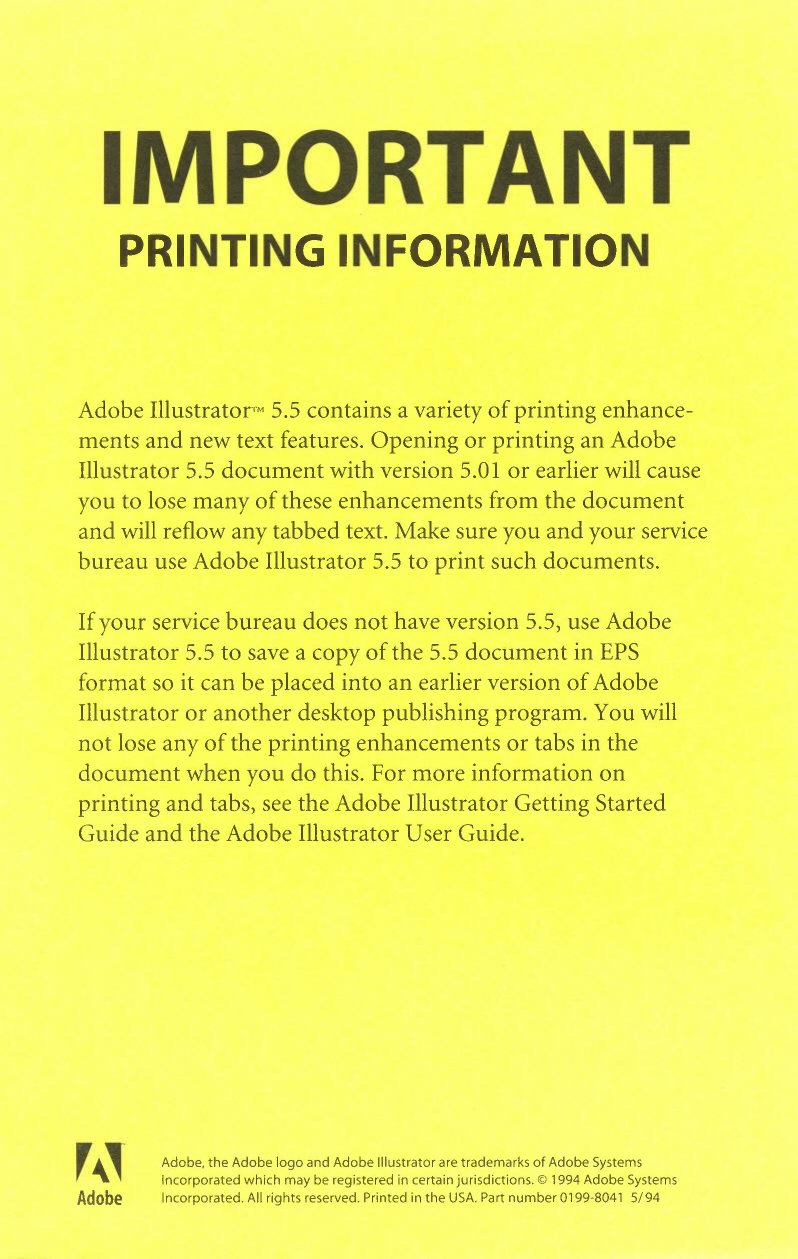 Illustrator 5.5 Printing Information