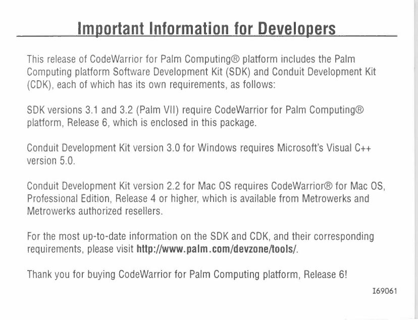 Important Information for Developers