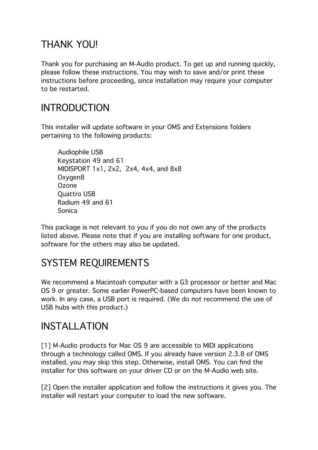 Install M Audio Ozone Read Me