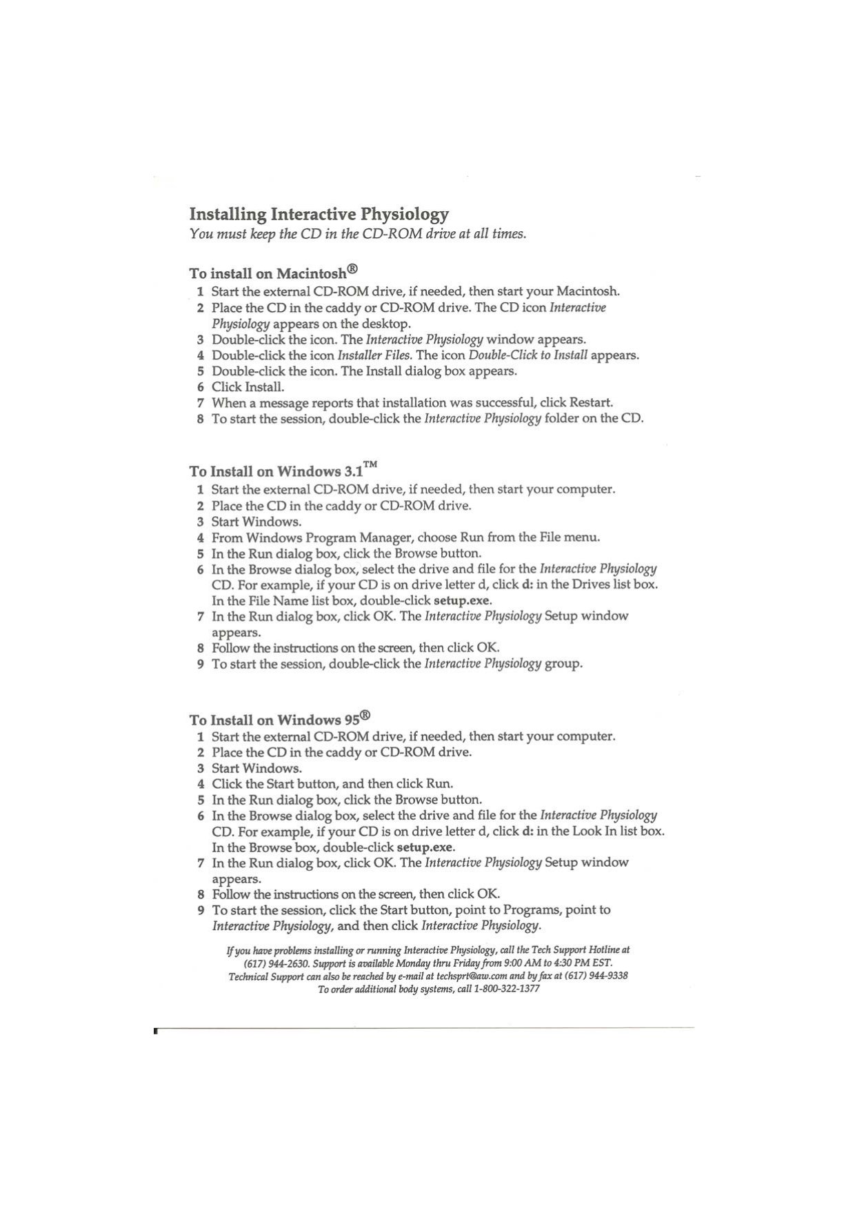 Installing Interactive Physiology