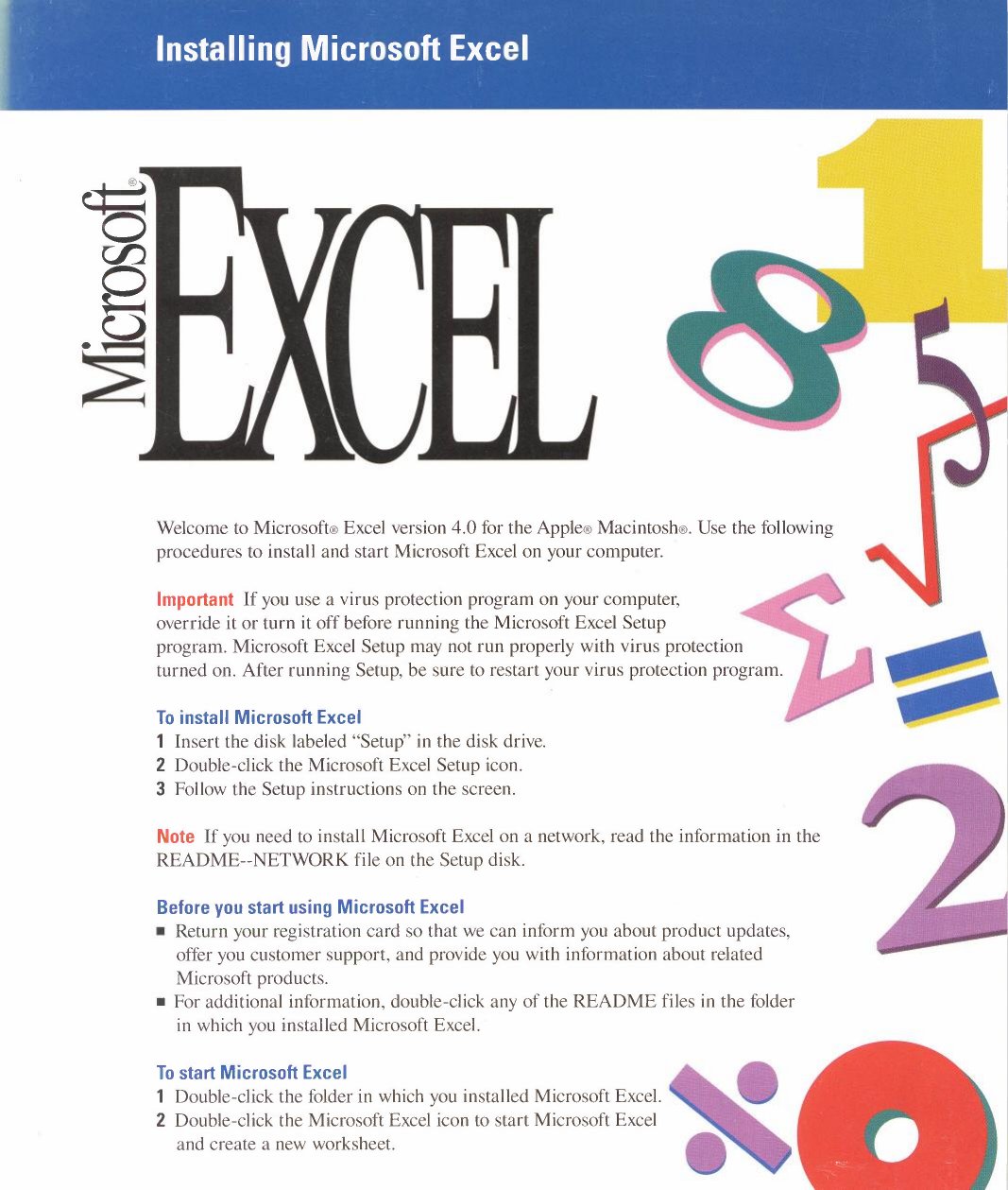 Installing Microsoft Excel 4