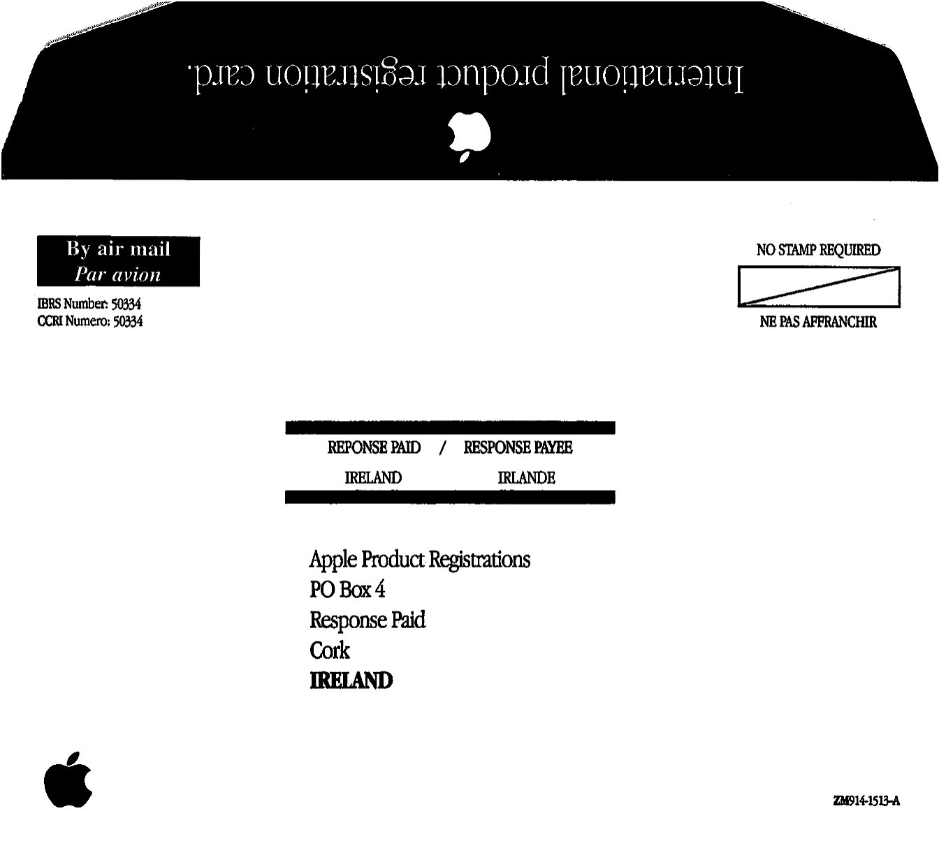 International Registration Envelope ZM914 1513 A