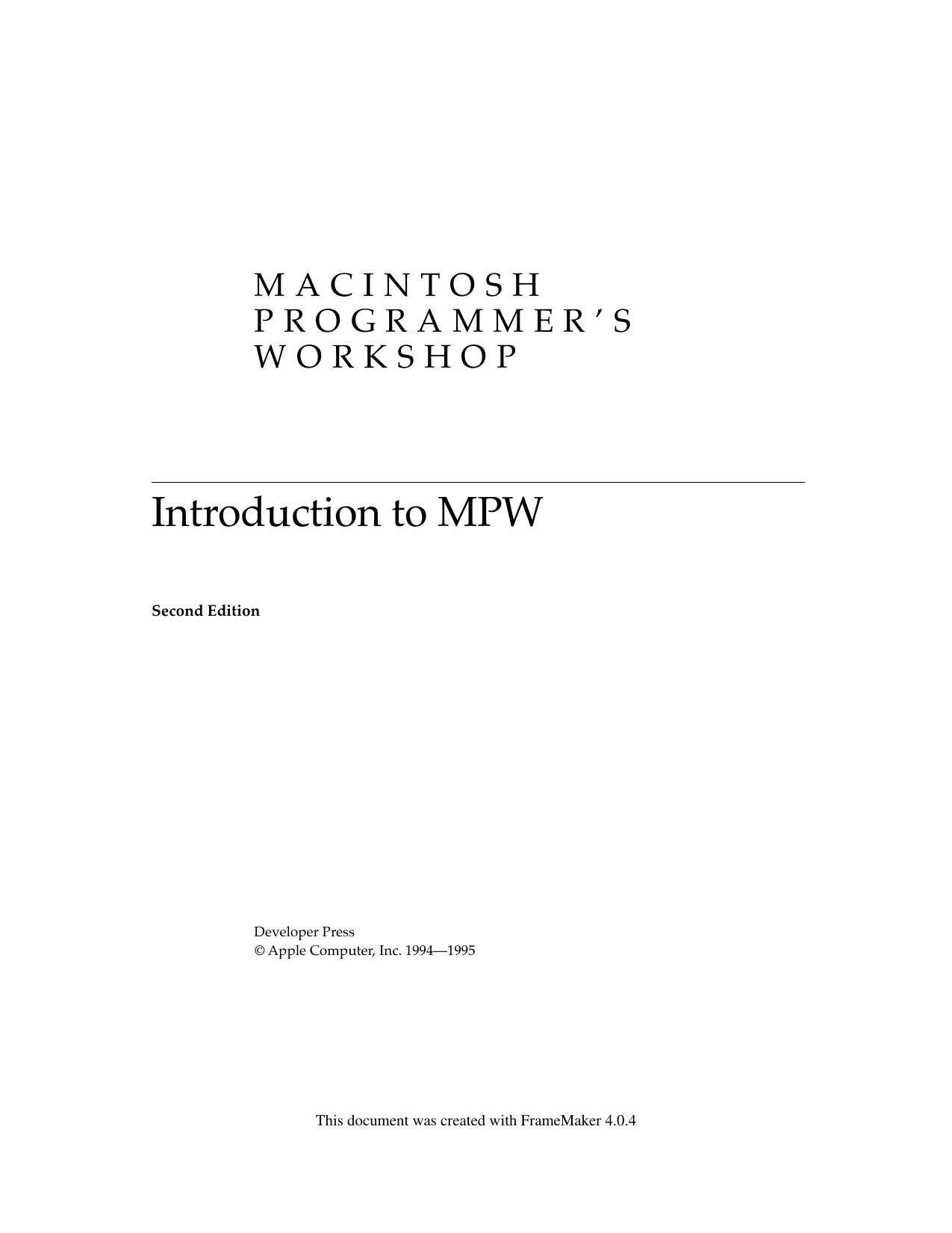 Introduction to MPW 2ed