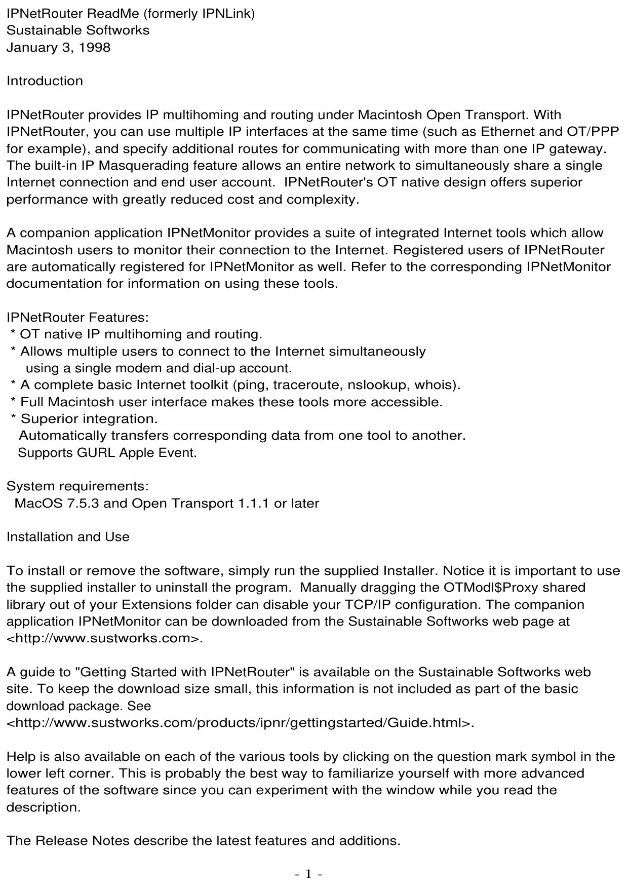 IPNetRouter ReadMe