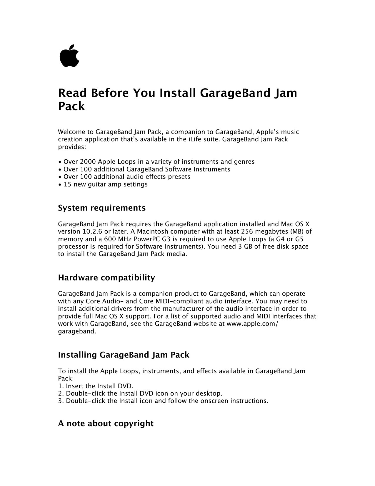 Jam Pack 1 Instructions