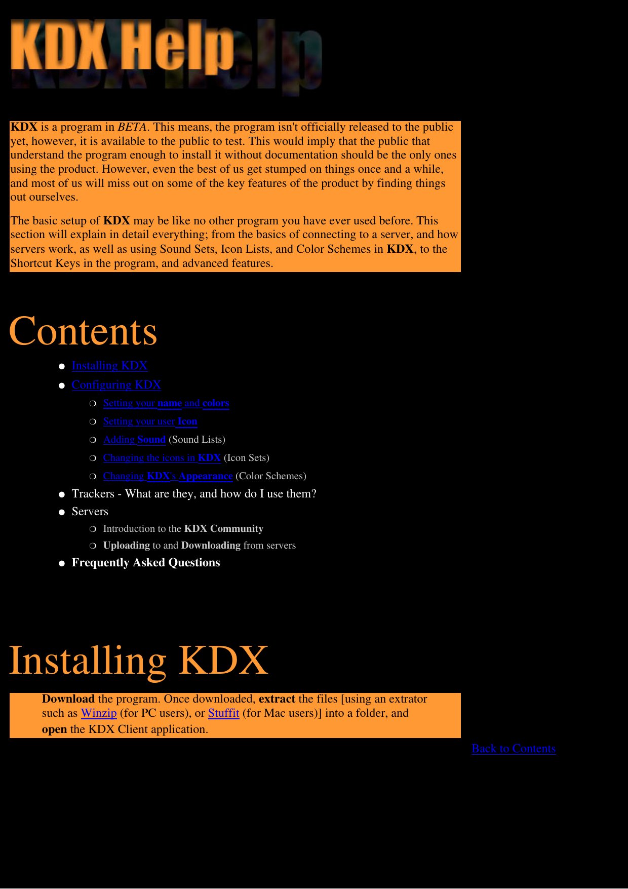 KDX Guide and Help