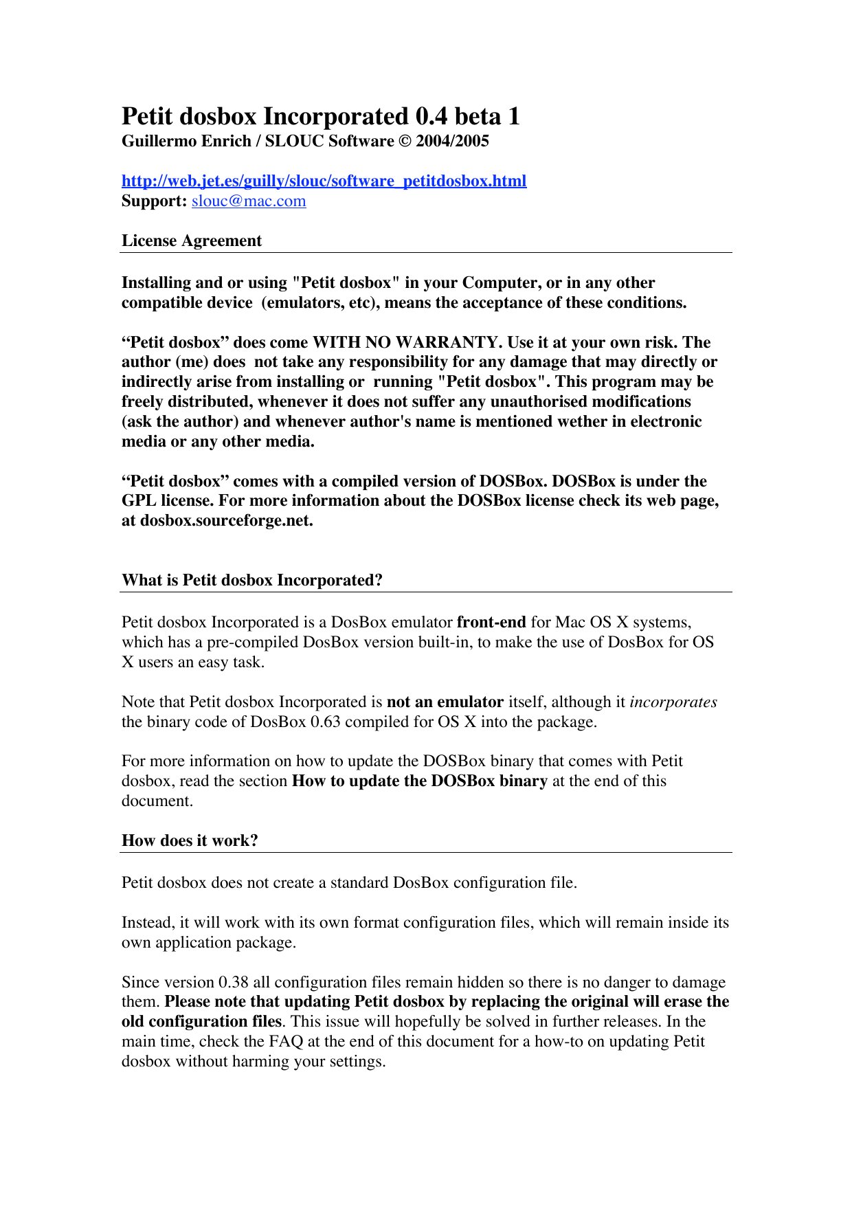 License and Documentation