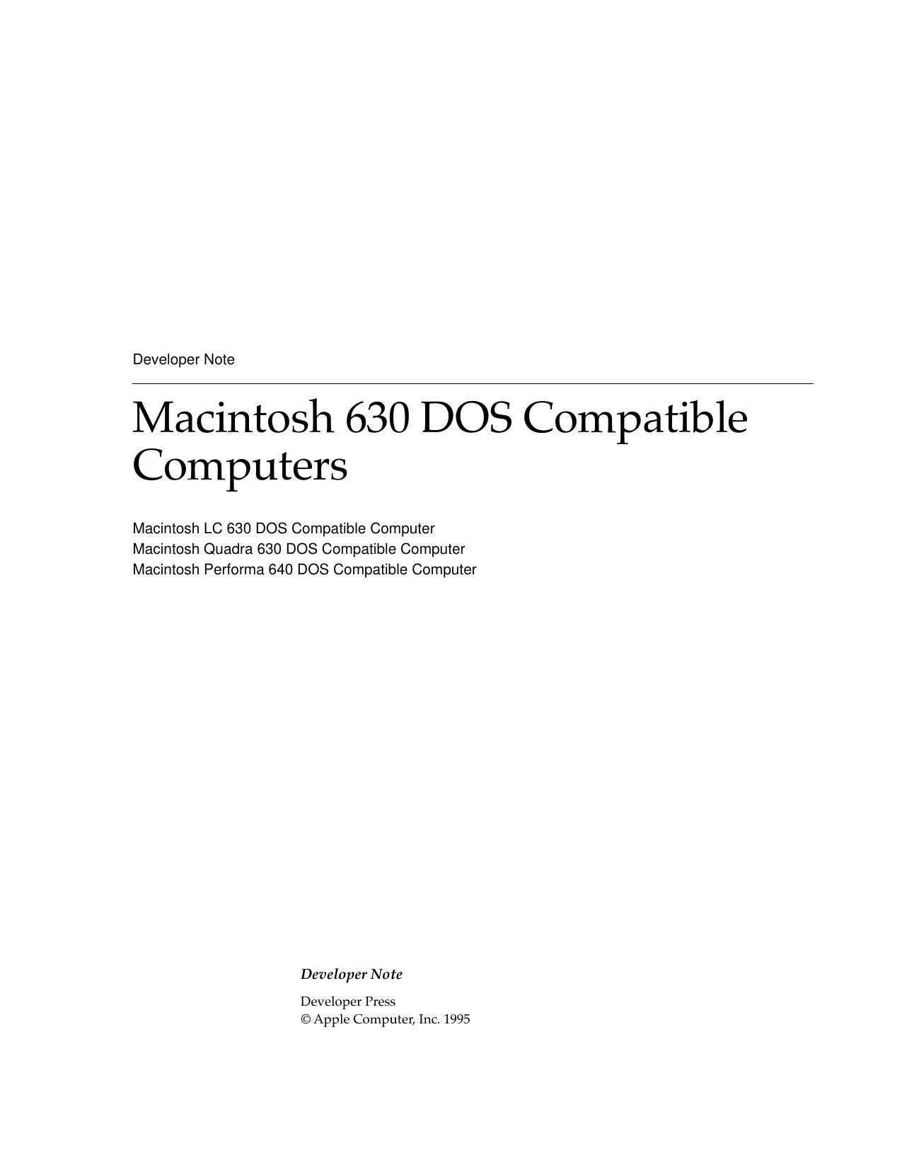 Mac 630 DOS Compatibles
