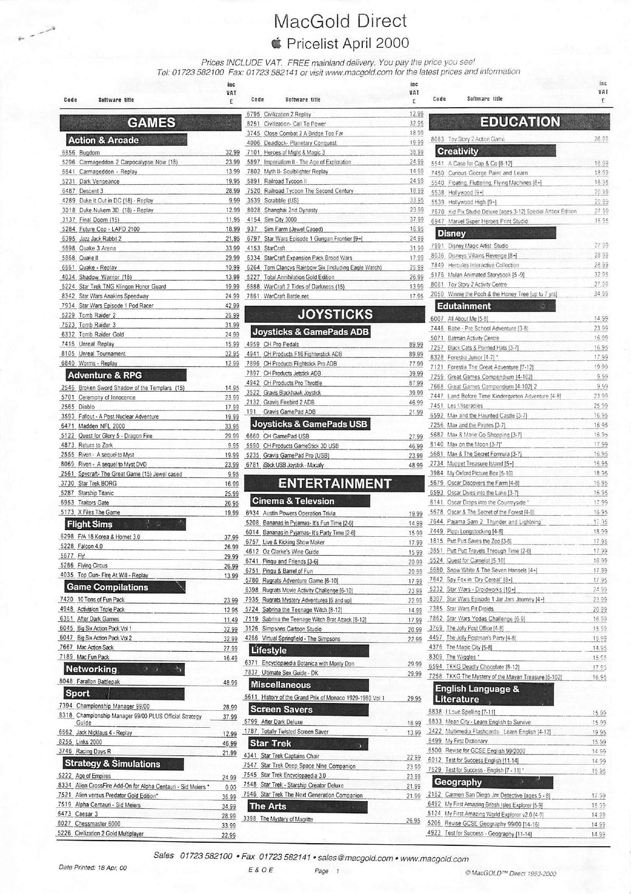 MacGold price list