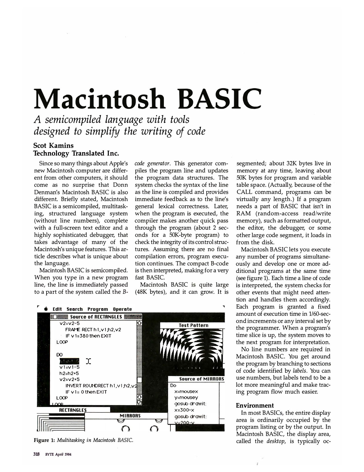 Macintosh BASIC BYTE April 1984