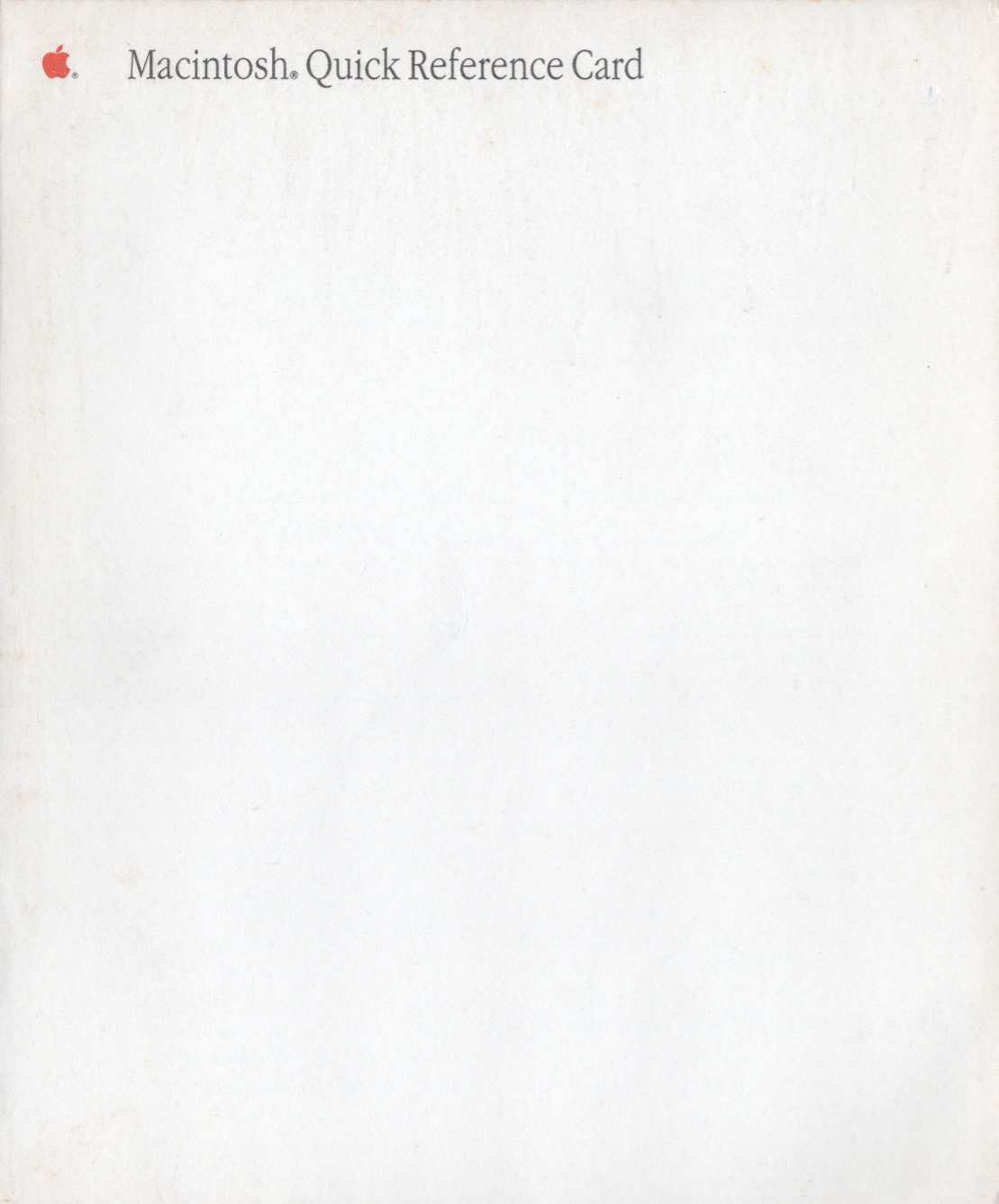 Macintosh Quick Reference Card Z031 0156 A