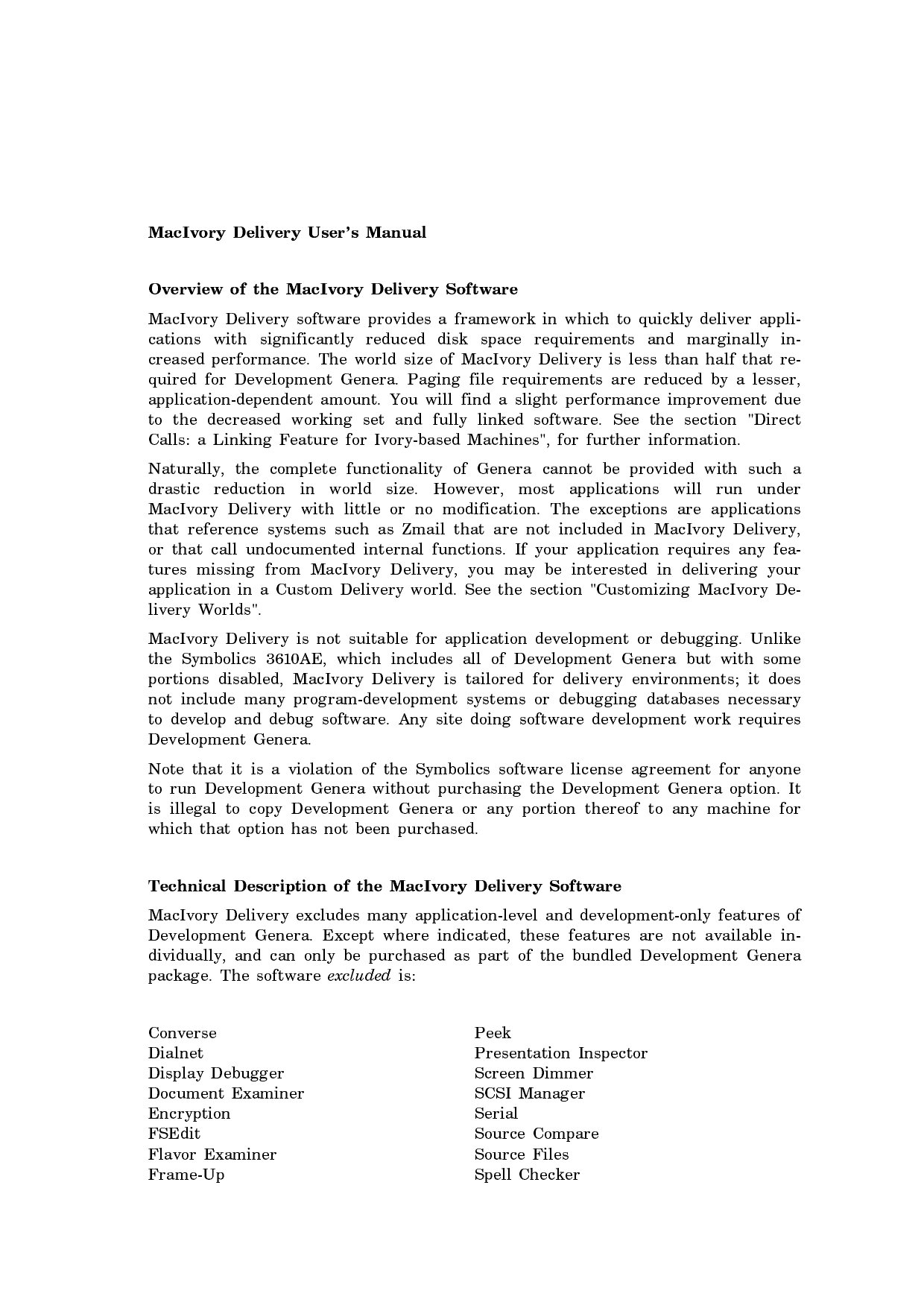 MacIvory Delivery User s Manual