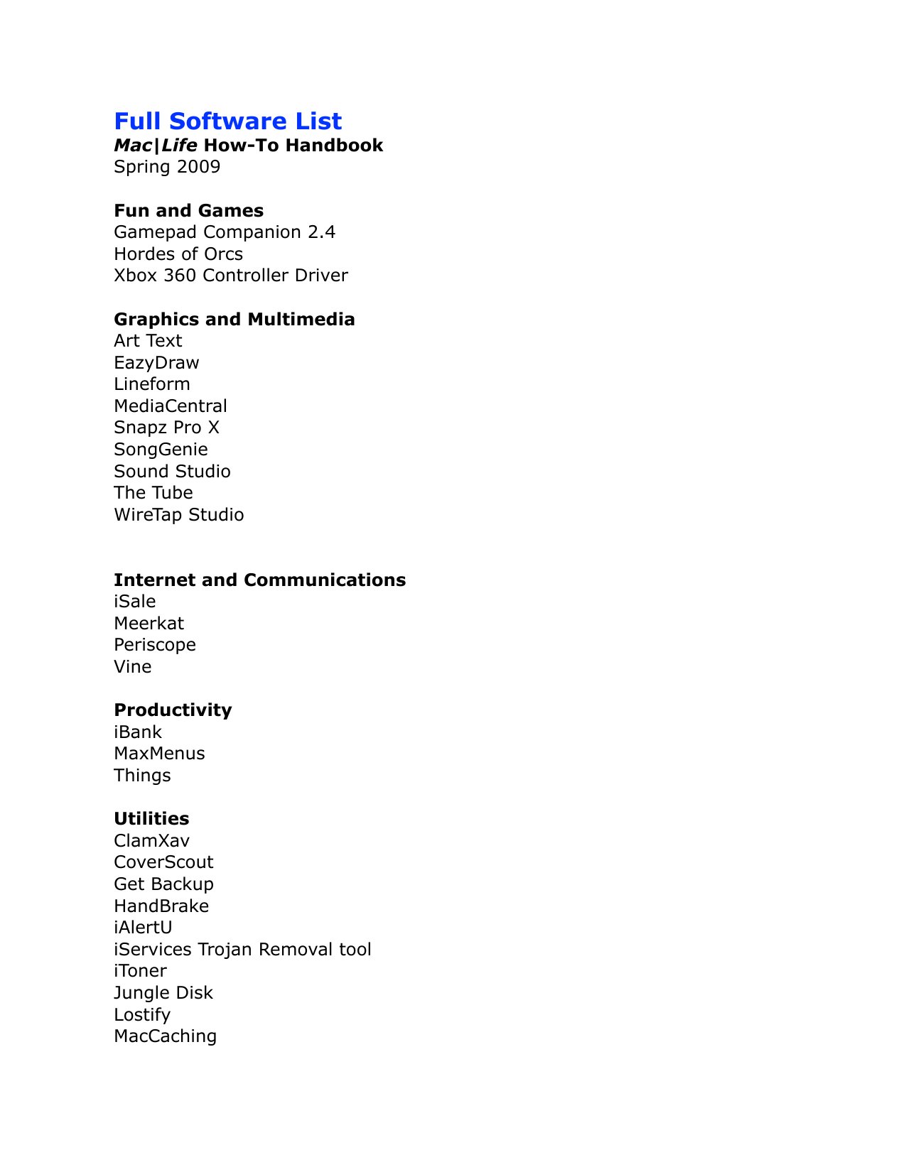 MacLife How To Software List