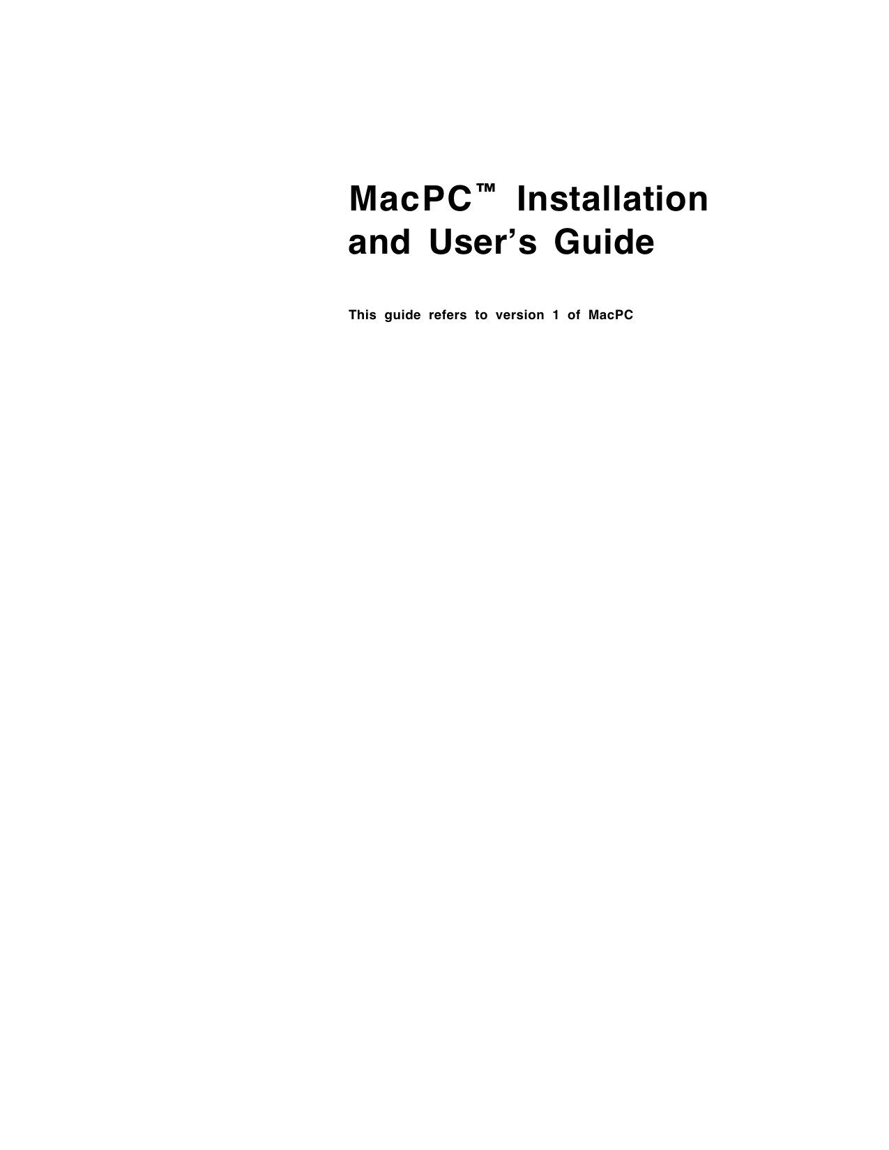 MacPC Users Guide