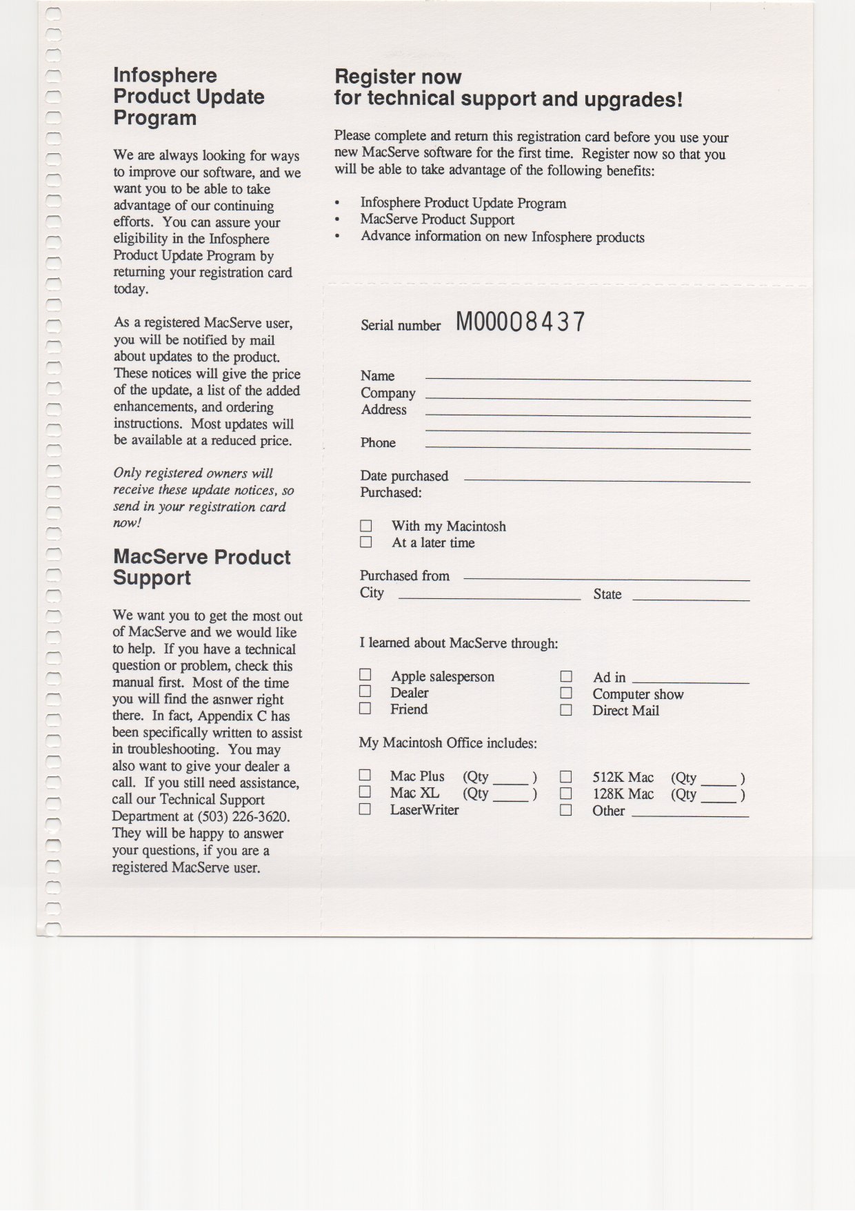 MacServe Promotional Editon Manual Start Only