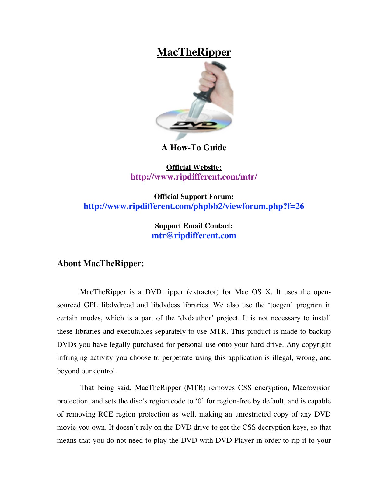 MacTheRipper Manual