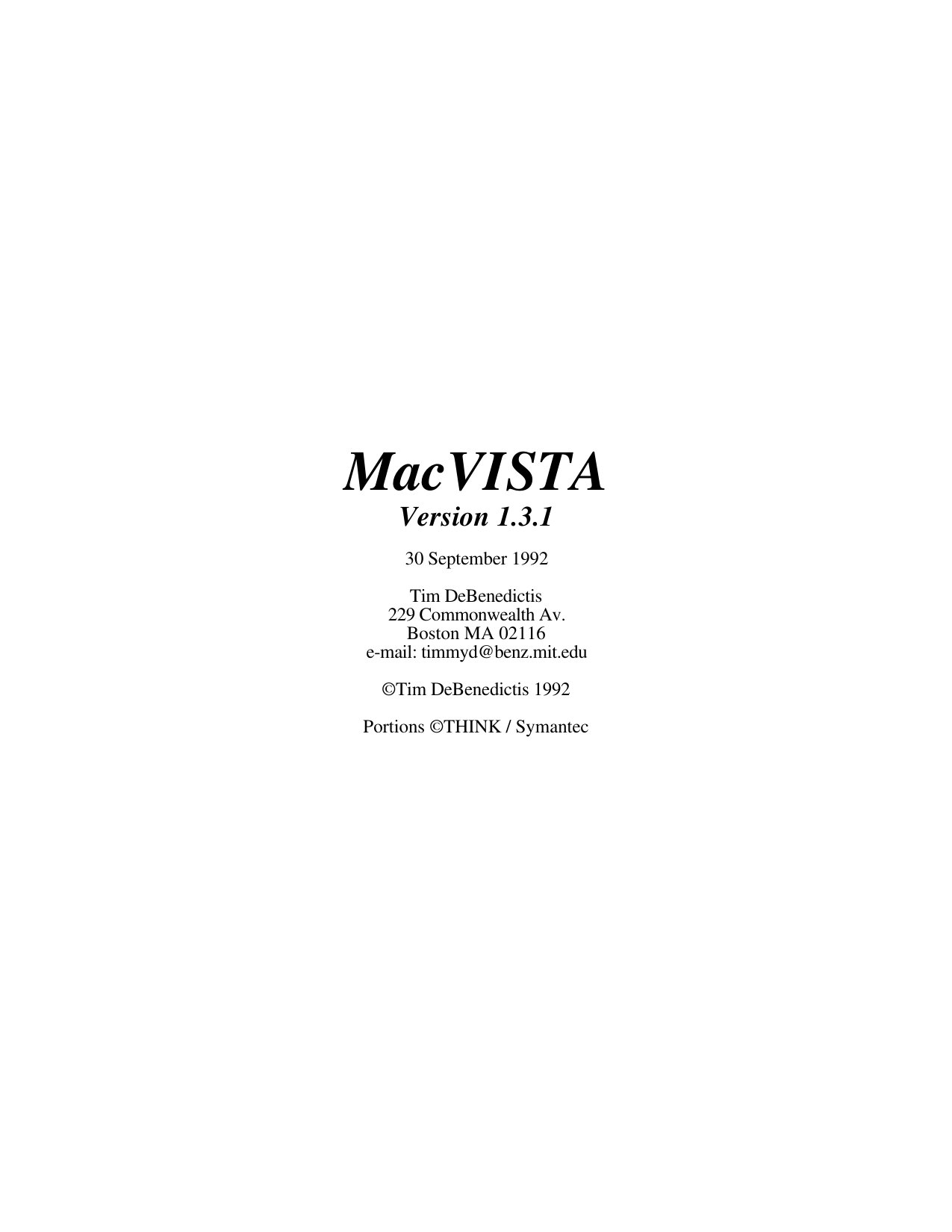MacVISTA 1.3 Manual