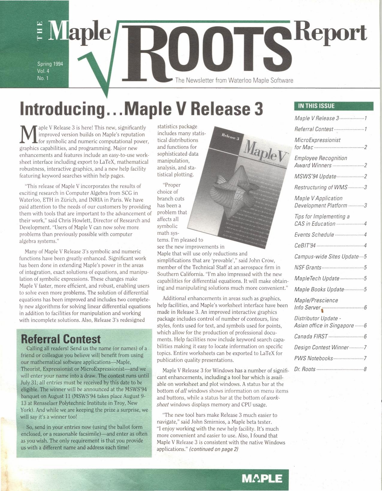 Maple Roots Report 1994 Spring