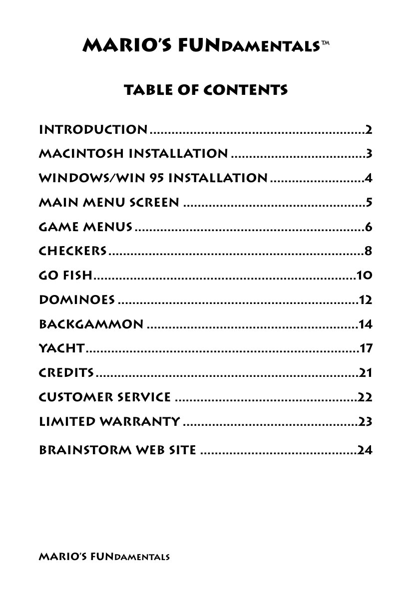 Marios FUNdamentals Manual