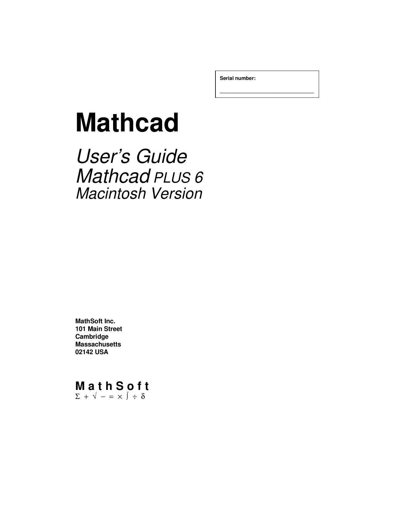 Mathcad PLUS 6 Users Guide