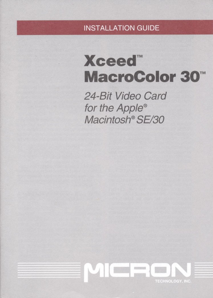 Micron Xceed MacroColor30 InstallGuide