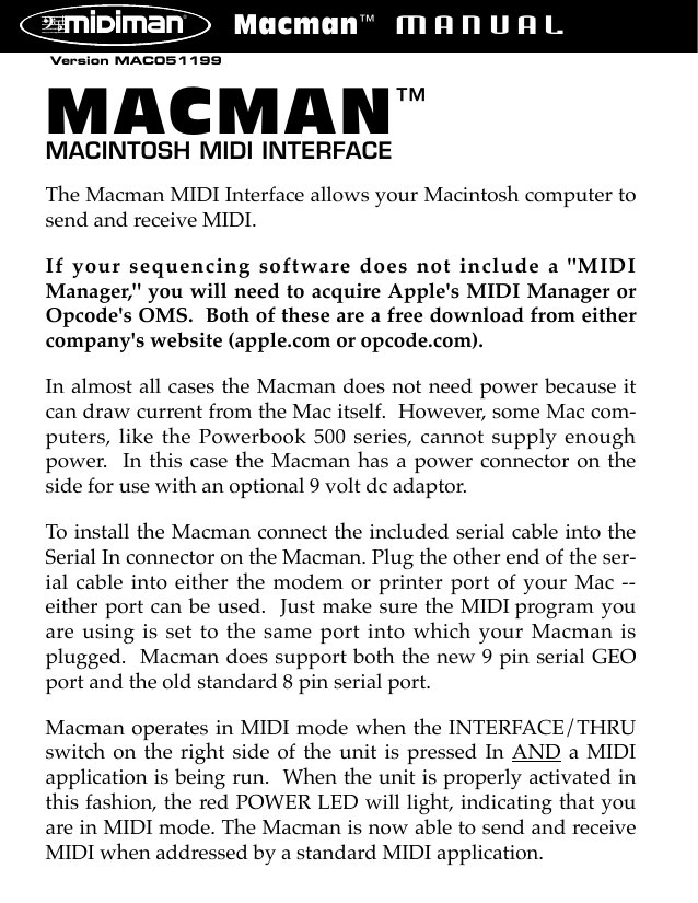 MIDIMAN Macman