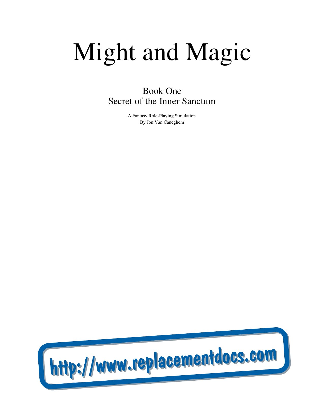 Might and Magic I Manual PC