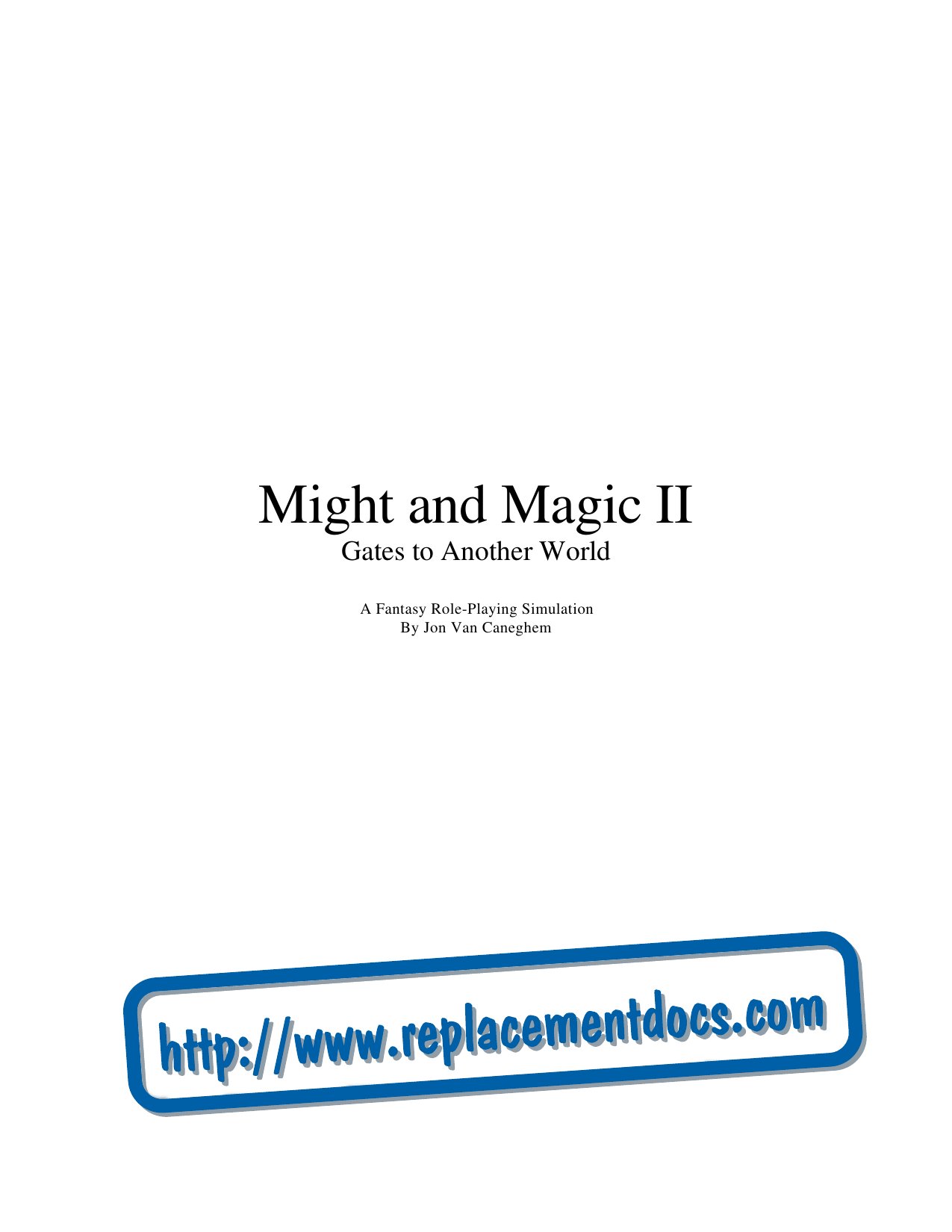 Might and Magic II Manual PC