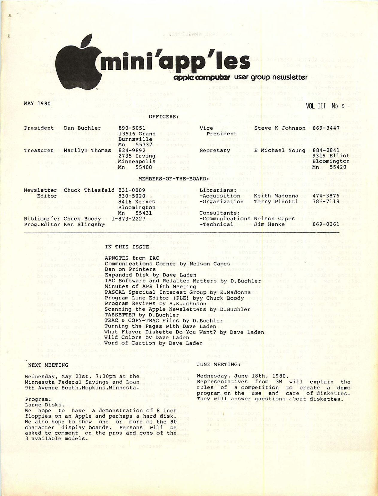 Mini'app'les Newsletter — May 1980