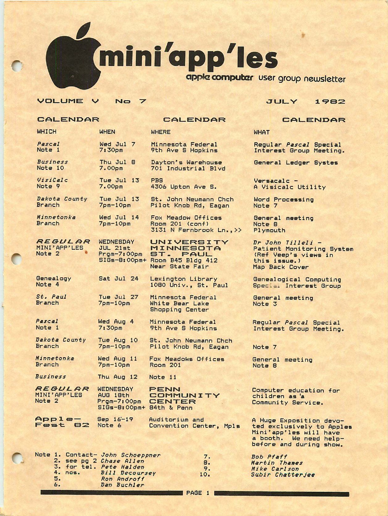 Mini'app'les Newsletter — July 1982
