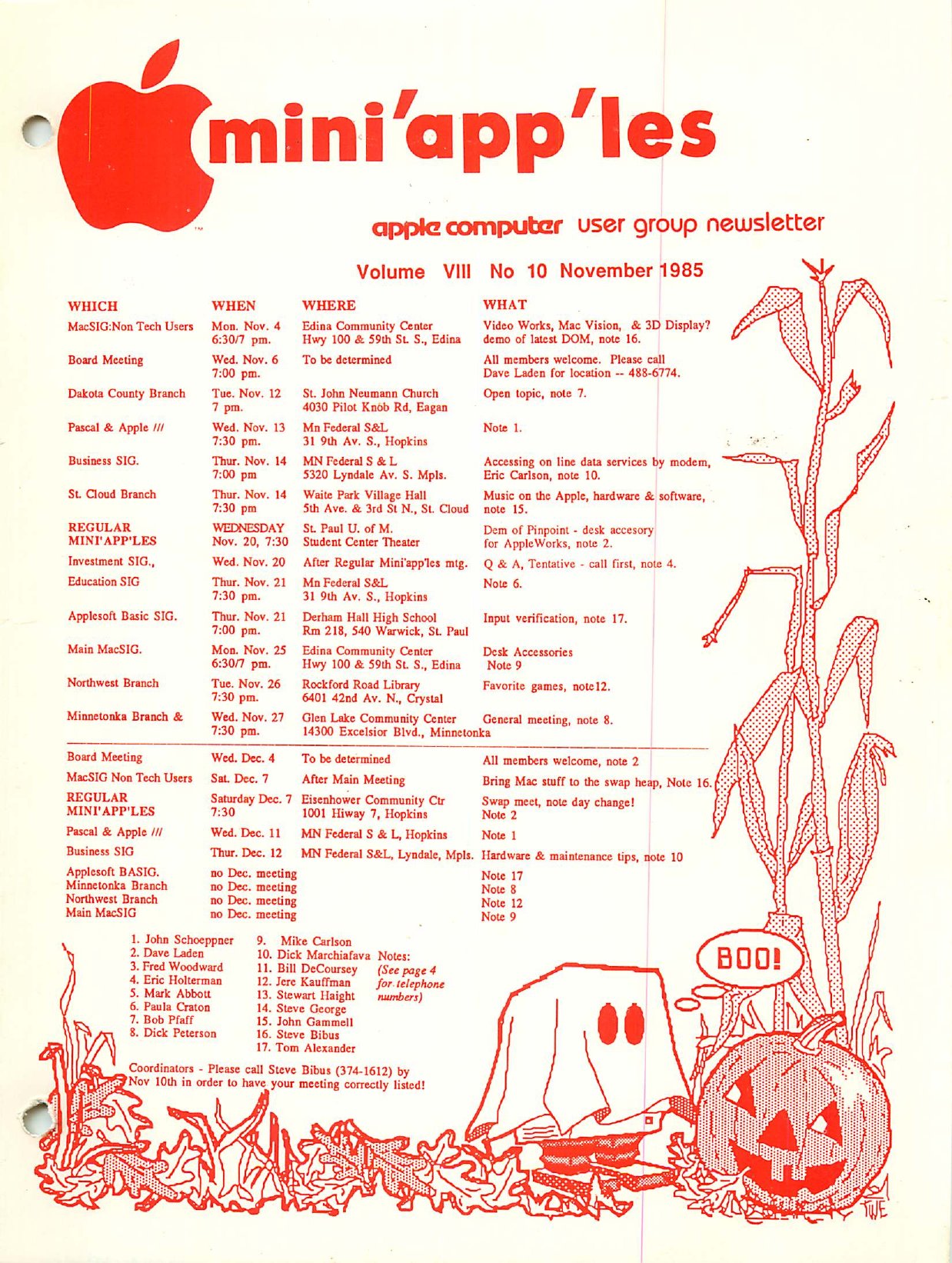 Mini'app'les Newsletter — November 1985