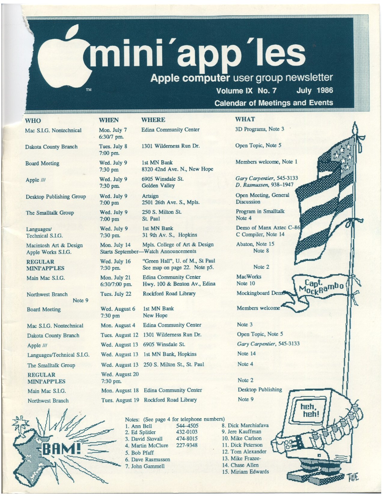 Mini'app'les Newsletter — July 1986