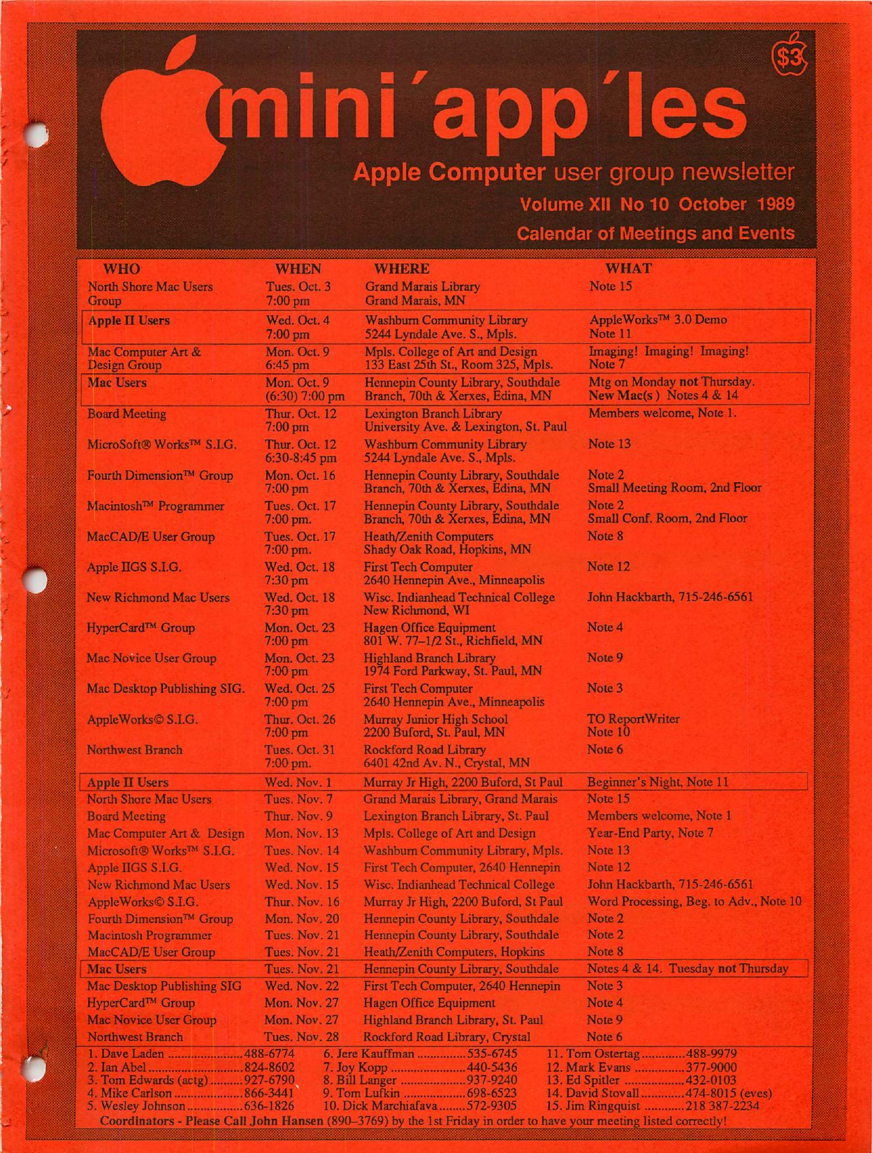 Mini'app'les Newsletter — October 1989