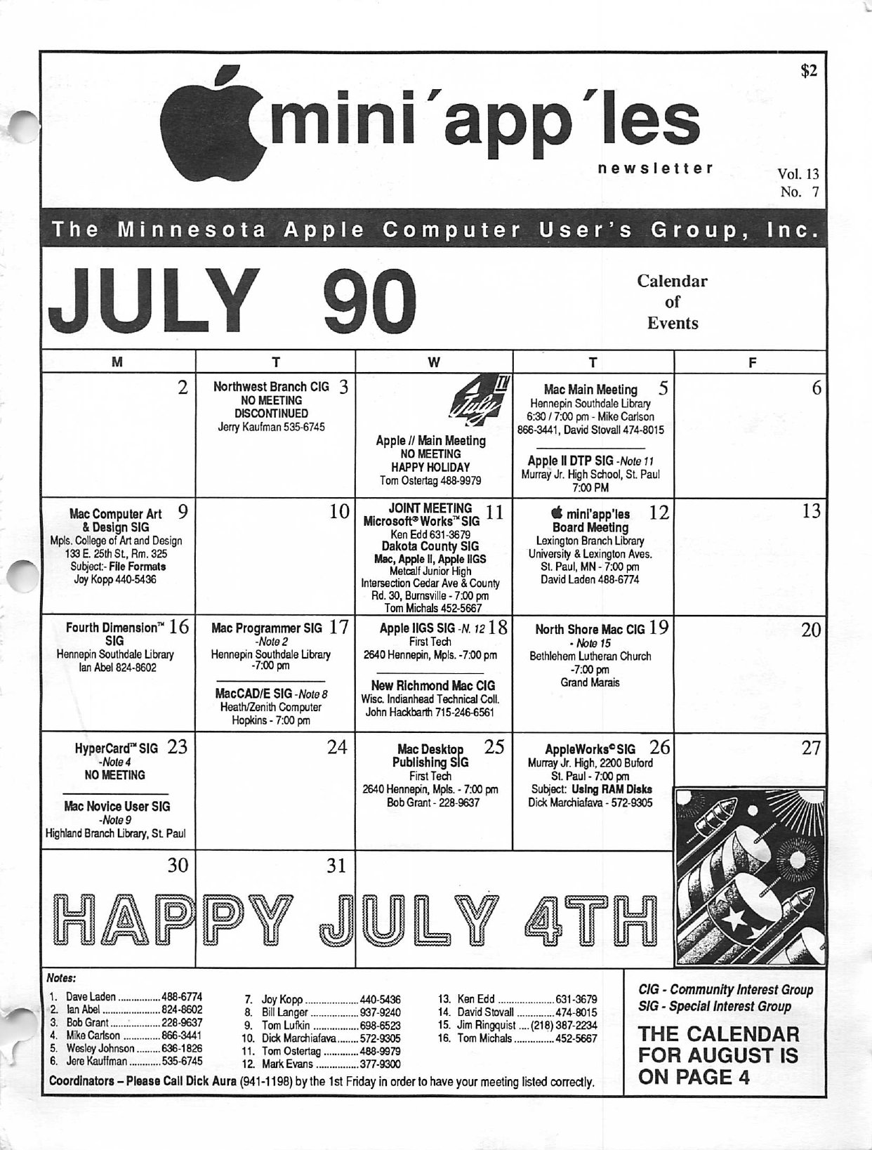 Mini'app'les Newsletter — July 1990
